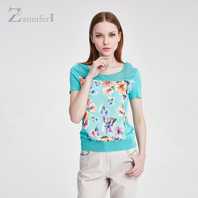 ZANNI FER/瓒妮佛春夏季新款印花百搭T恤女短袖宽松显瘦针织衫潮
