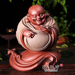 荀少华 原创 全手工 紫砂精品 茶宠摆件 开心佛 布袋弥勒